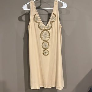 Lily Pulitzer shift dress with gold and silver beading